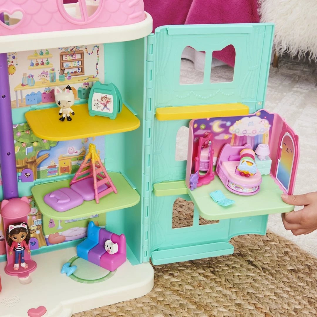 Set lodrash Gabby's Dollhouse Sweet Dreams Bedroom me figurë Pillow Cat dhe aksesorë, SPIN MASTER, shumëngjyrësh