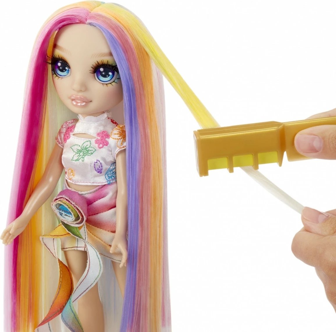 Kukull Rainbow High Amaya me set për stilim flokësh, 11 inch, me ngjyra të ndryshme