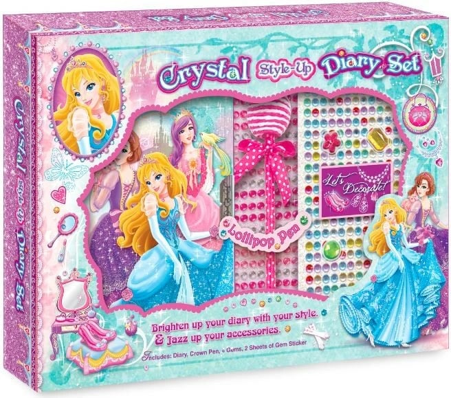 Set dekorimi Pulio Pecoware Princess, mini ditar, stilolaps karamele, ngjitëse, kristale, për vajza
