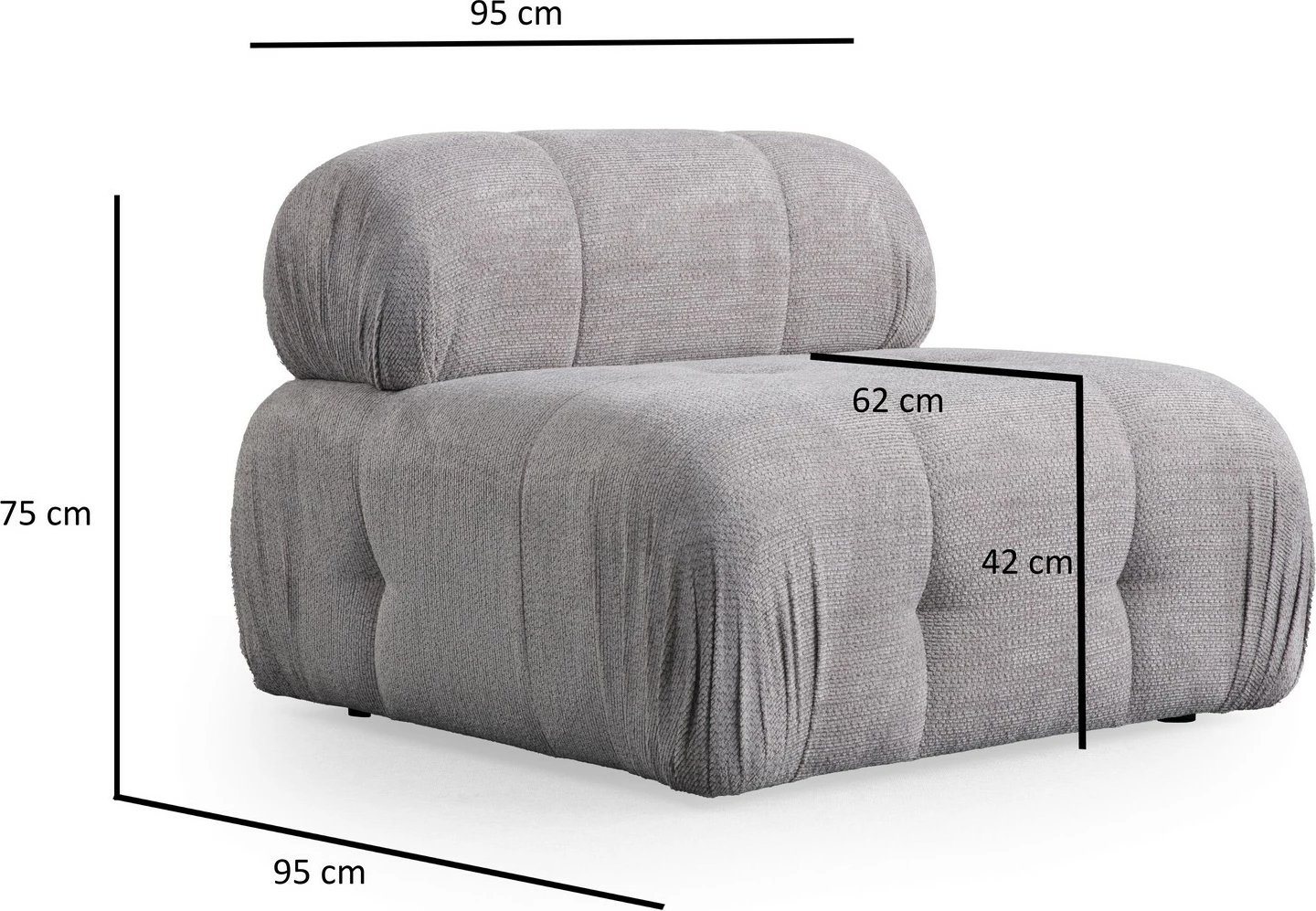 Karrige një vendëshe Atelier del Sofa Petite O1, gri e çelët