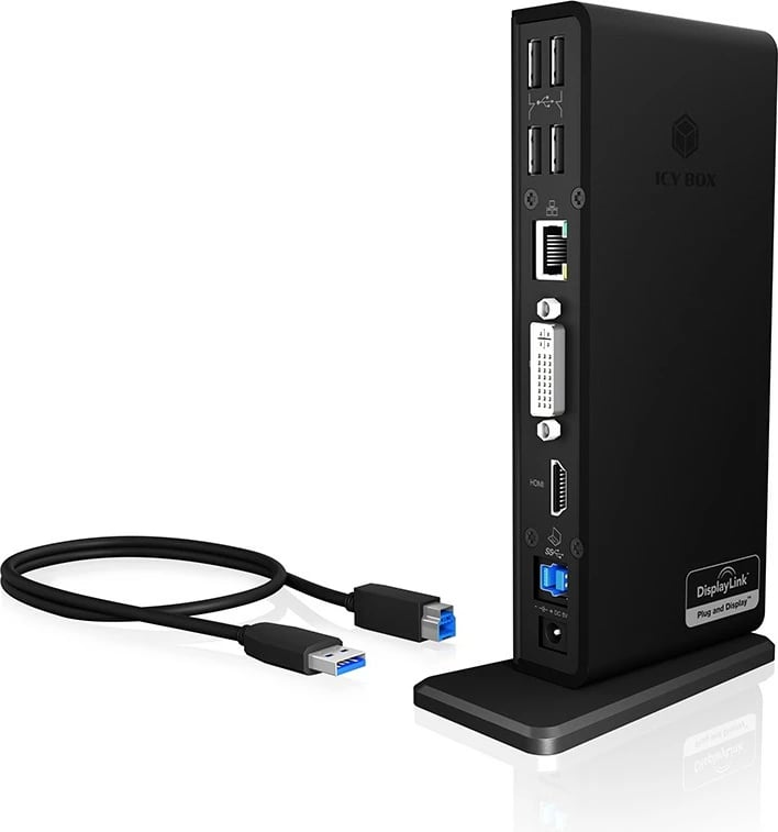 Docking station RaidSonic ICY BOX IB-DK2241AC, USB 3.2 Gen 1, 3.5 mm, 10/100/1000 Mbit/s, E zezë