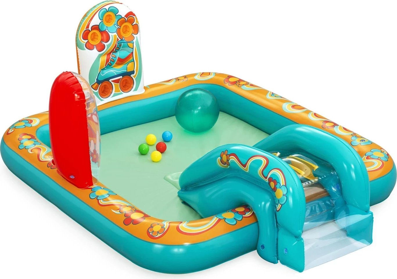 Qendër loje dhe pishinë fryrëse Bestway Retro Groove për fëmijë, 1.93 m x 1.52 m x 74 cm, shumëngjyrëshe Qendër loje dhe pishinë fryrëse Bestway Retro Groove për fëmijë, 1.93 m x 1.52 m x 74 cm, shumëngjyrëshe