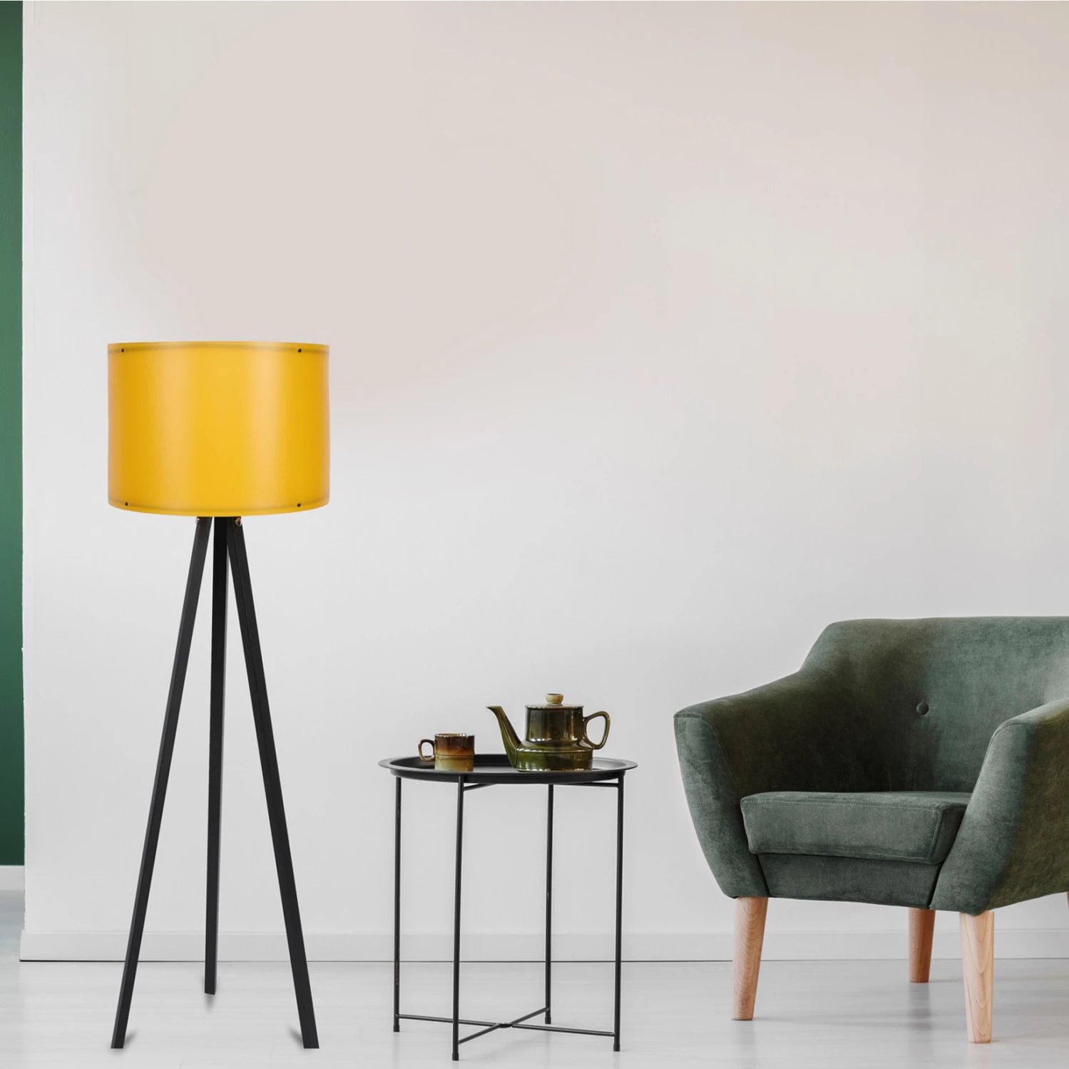 Llambë dyshemeje në të zezë dhe të verdhë, FH7272.12, Φ38x145 cm