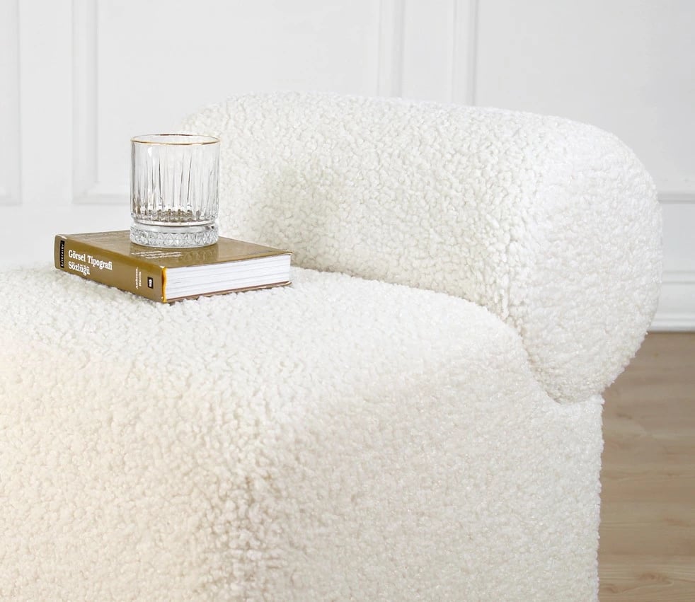 Puf Atelier del Sofa, monlik kürk, i bardhë