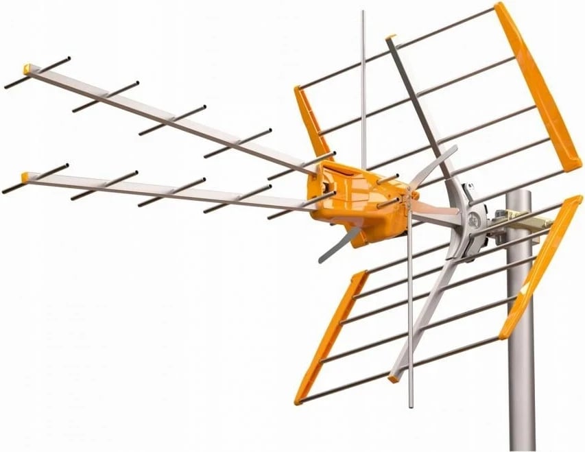 Antena televizive Televes V+ MIX DVB-T2 U/V REF.149011 me amplifikator, portokalli