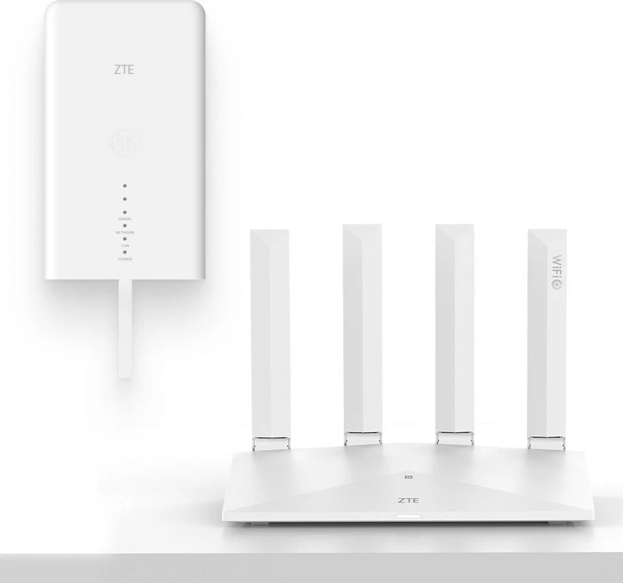 Router 5G ZTE MC889 ODU set me Wi-Fi 6 T3000, i bardhë