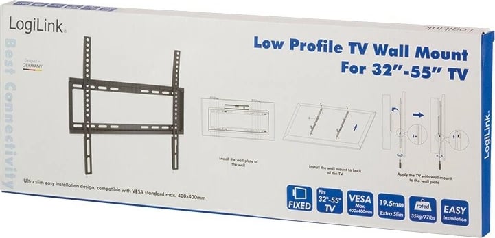 Mbajtëse muri për TV LogiLink BP0009, 32-55", VESA 400x400, e zezë