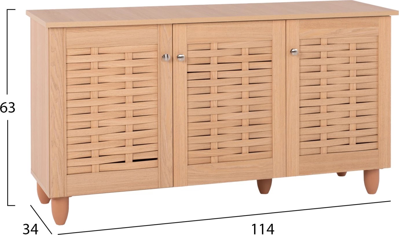 Kabinet këpucësh IGGY 3-dyer FH2211.09 melaminë ngjyrë lisi 114Χ34Χ63H cm