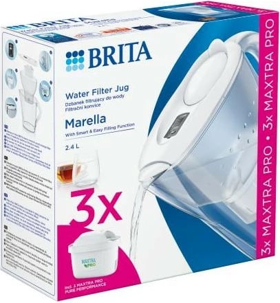 Ibrik filtrues uji Brita Marella+ PRO, 2.4L, 3 kartridha, Bardhë Ibrik filtrues uji Brita Marella+ PRO, 2.4L, 3 kartridha, Bardhë