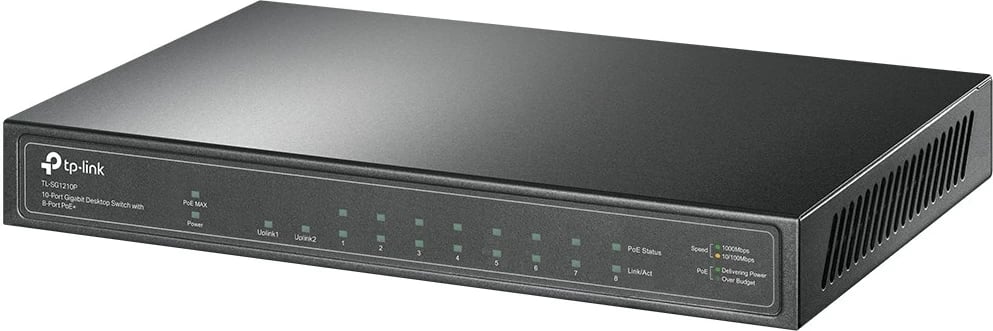 Switch TP-Link TL-SG1210P, 10 porta Gigabit, 8 PoE+, Gri