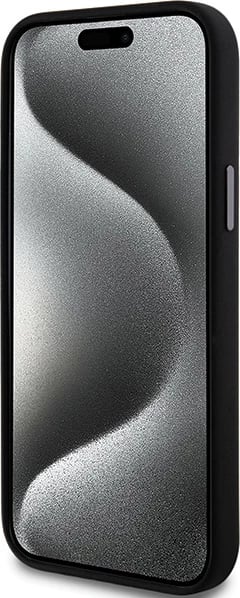 Mbështjellës DKNY Liquid Silicone Metal Logo për iPhone 15/14/13, i zi