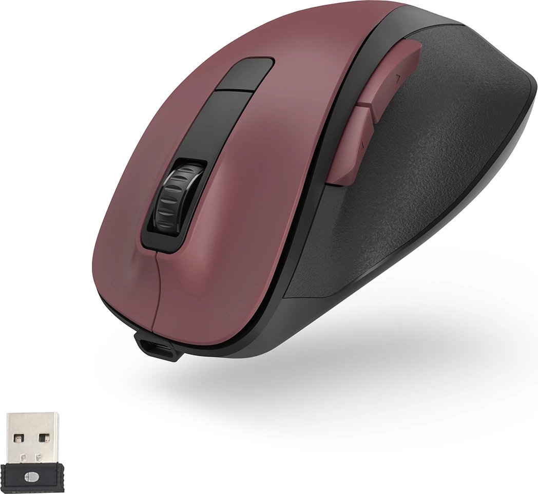 Maus wireless Hama MW-500 V2 Recharge, 1600 DPI, me bateri të integruar, Burgundy