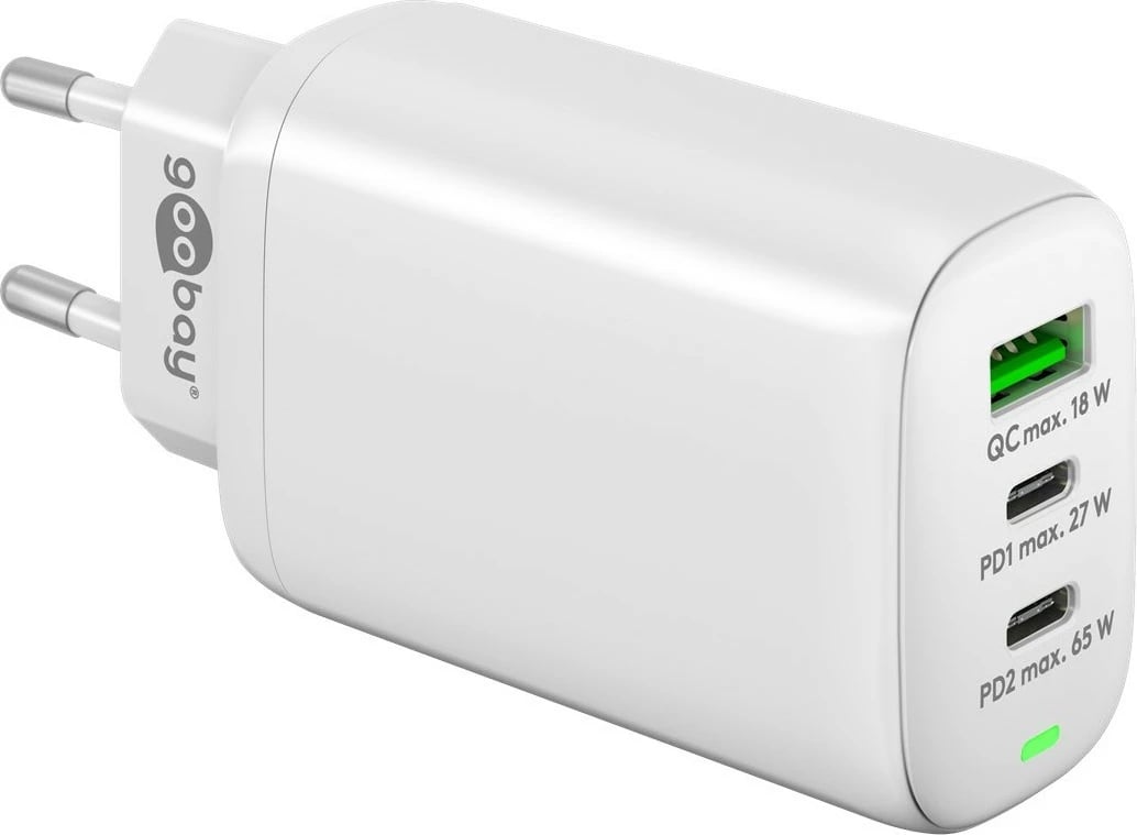 Karikues Goobay 61759, 3 porta USB, Quick Charge 3.0, i bardhë