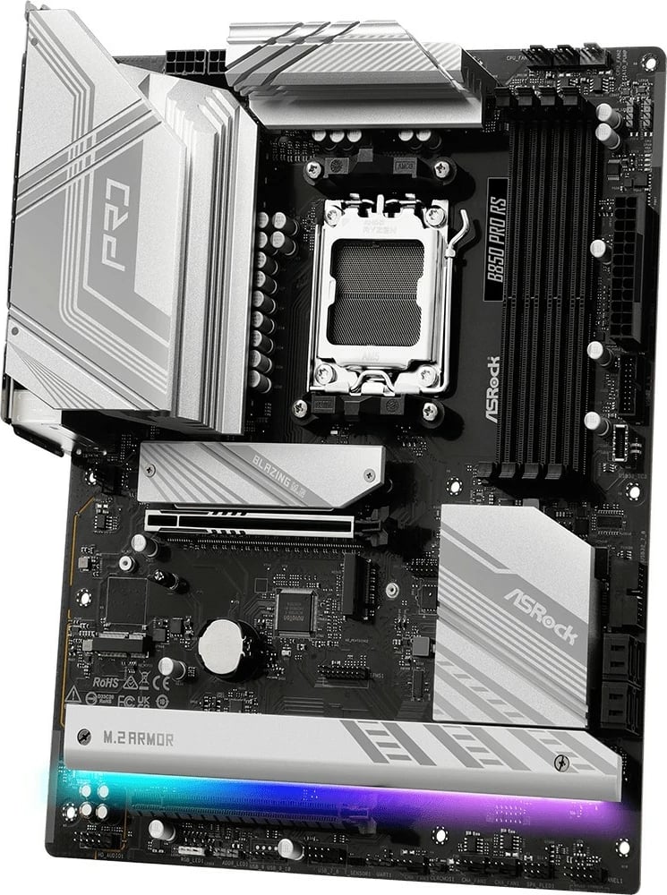 Pllakë amë ASRock B850 PRO RS, Socket AM5, ATX, 4 DDR5, e zezë/argjendtë