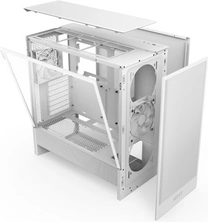 Kasë NZXT H5 FLOW RGB Midi Tower, dritare xhami, e bardhë