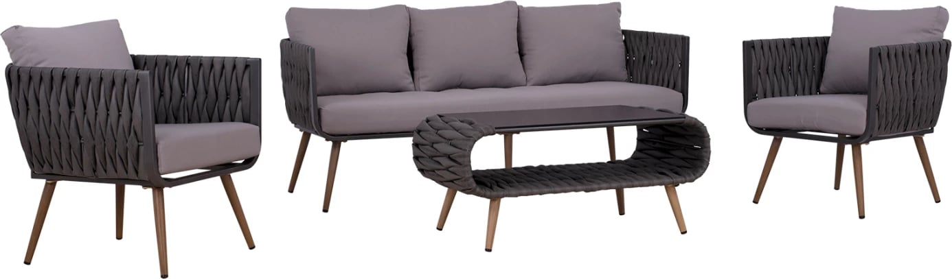 Set dhome ndeje 4 pjesë alumini me thurje gri FH5282.11
