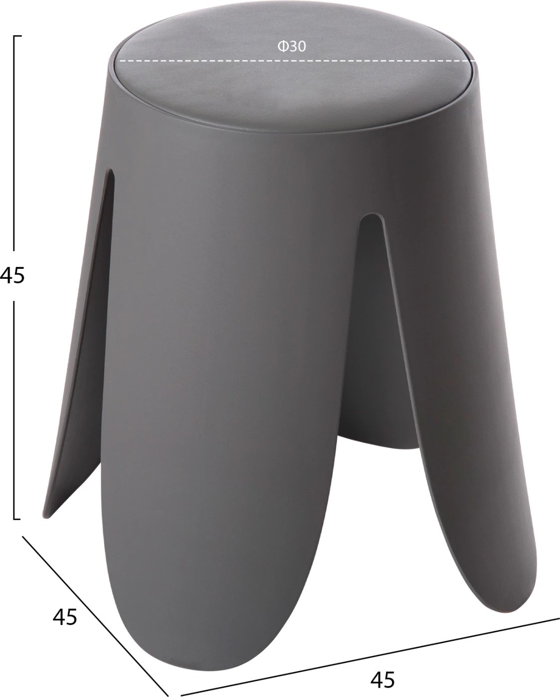 Karrige DENTY FH9619.10 polipropileni, ngjyrë gri, sedilje PU, Φ30x45Hcm