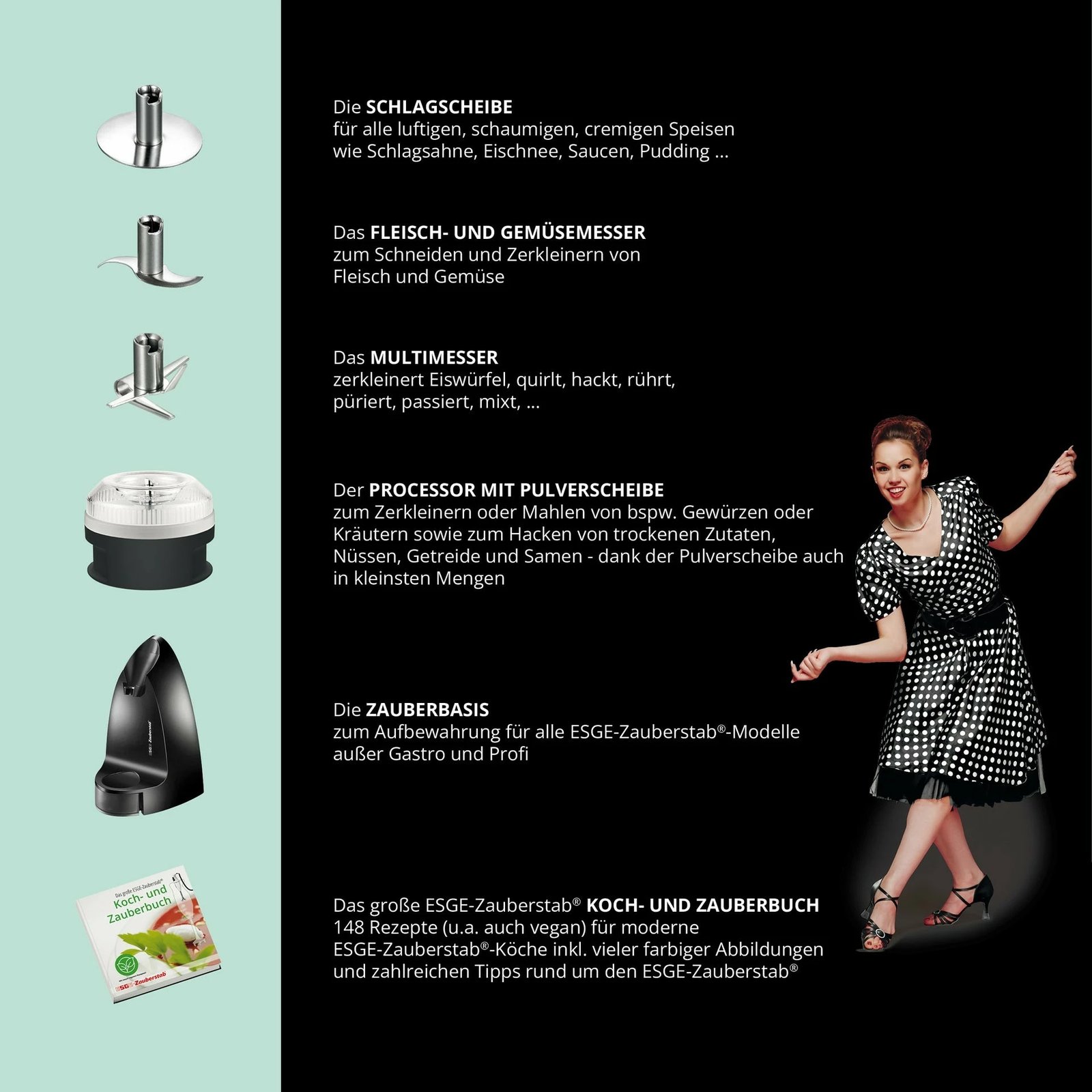 Blender ESGE Petticoat Edition UNOLD, 180 W, i zi, i bardhë