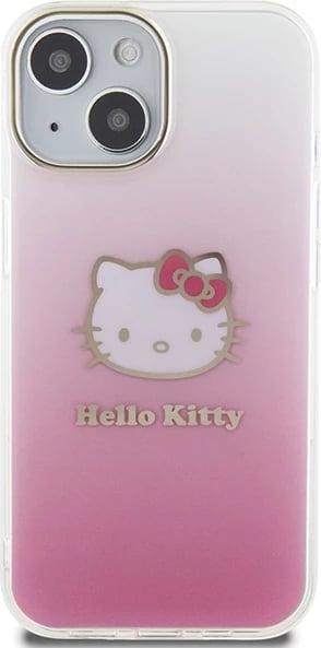 Mbështjellës Hello Kitty IML Gradient Electrop Kitty Head për iPhone 15, rozë