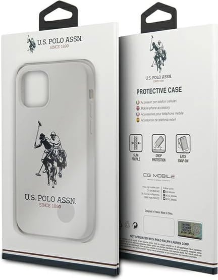 Mbështjellës U.S. Polo Assn. USHCP12MSLHRWH për iPhone 12/12 Pro 6.1", silikon, bardhë
