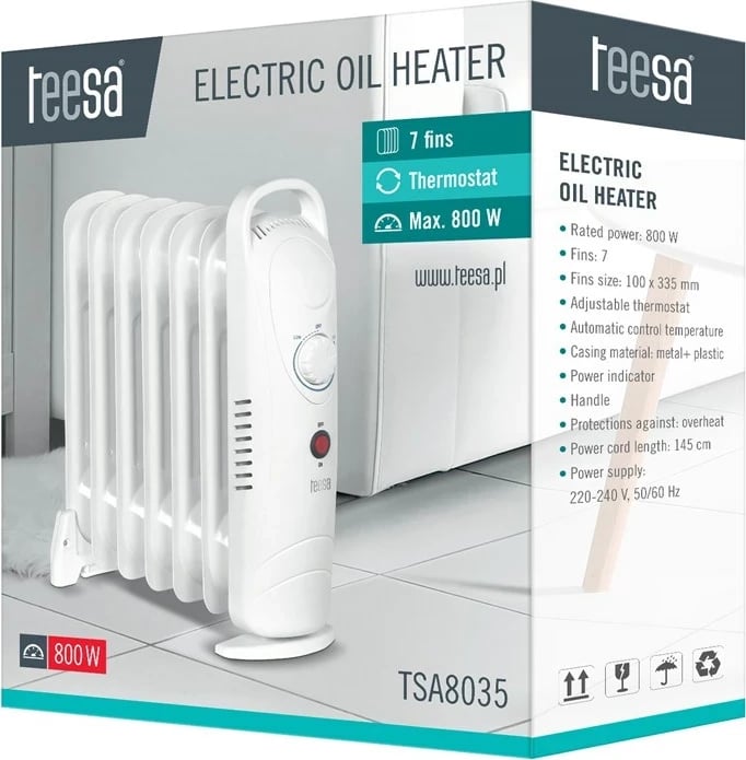 Radiator me vaj Teesa TSA8035, 800 W, i bardhë