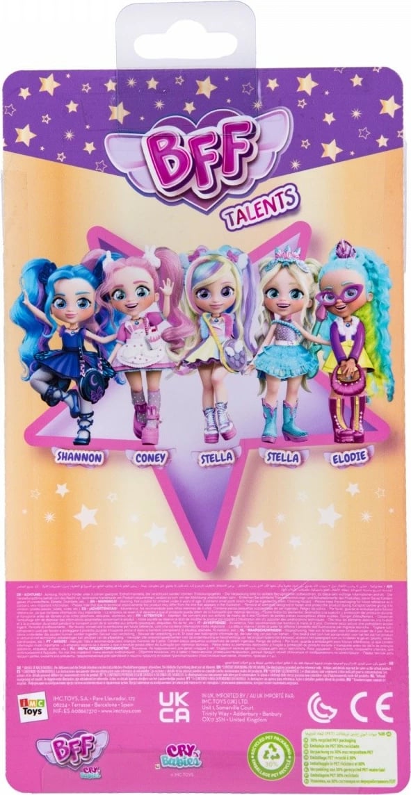 Kukull Cry Babies BFF Stella me kitarë, 20 cm, për vajza