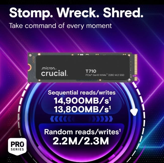 SSD Crucial T710, 4TB, M.2 2280, PCIe 5.0, i zi
