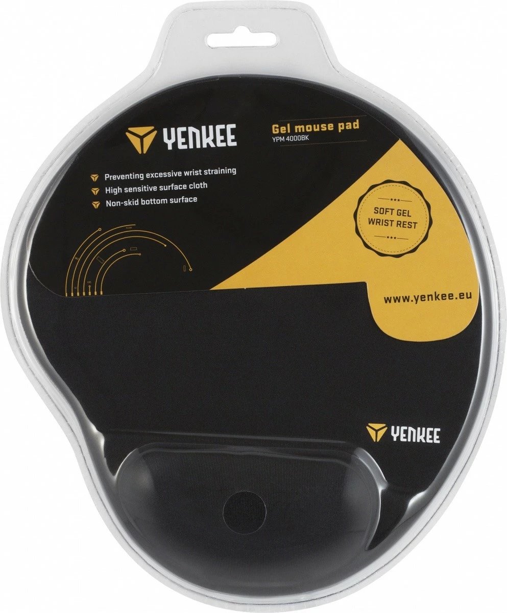 Mauspad YENKEE YPM 4000BK me mbështetëse xheli, zi