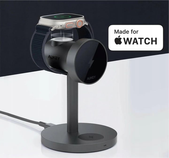 Stacion karikimi wireless 3-në-1 AUKEY LC-MC311 MagFusion, 15W, PD 30W, Gri