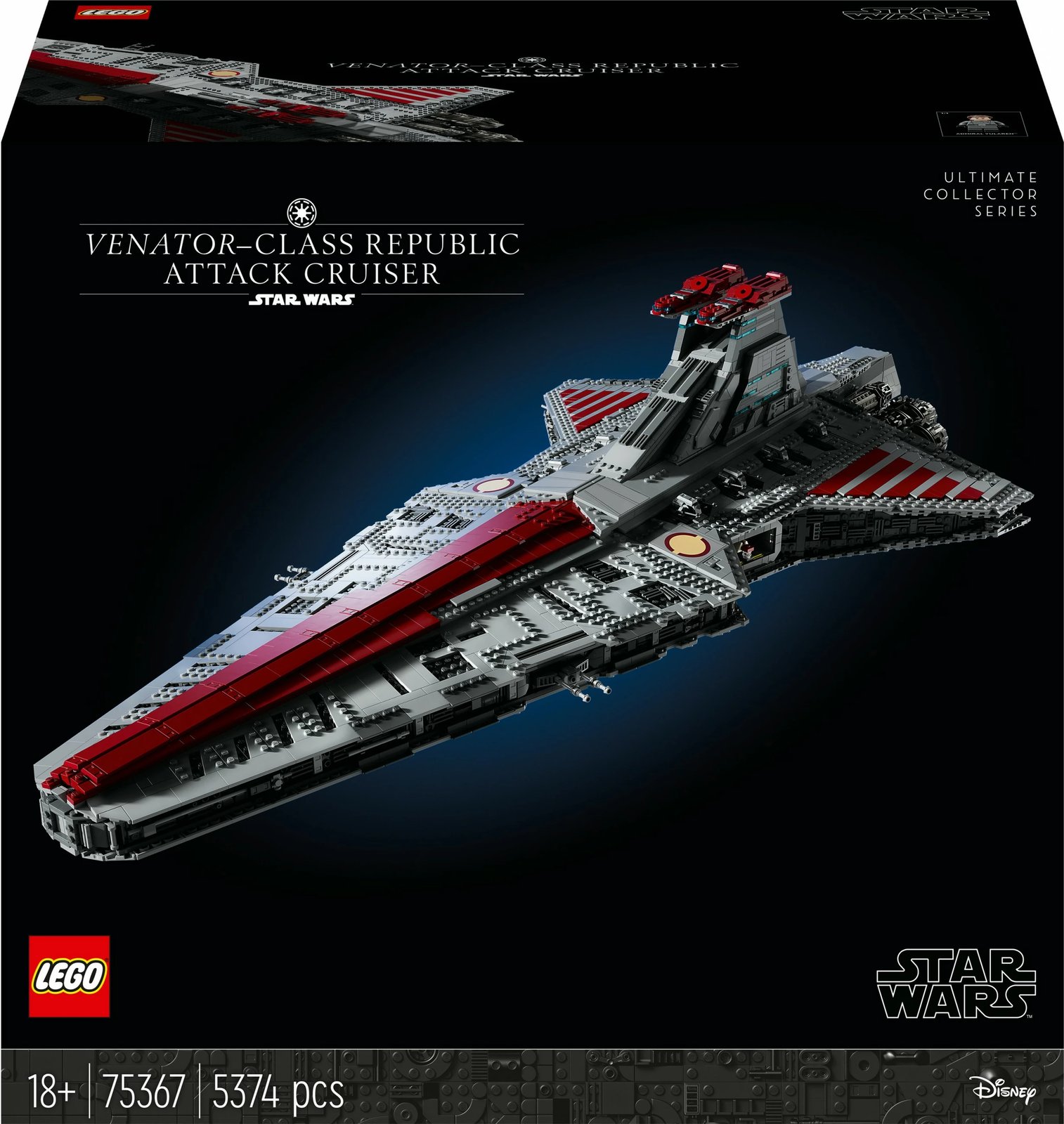 Set ndërtimi LEGO Star Wars Venator-Class Republic Attack Cruiser, 5374 pjesë, plastikë, shumëngjyrësh