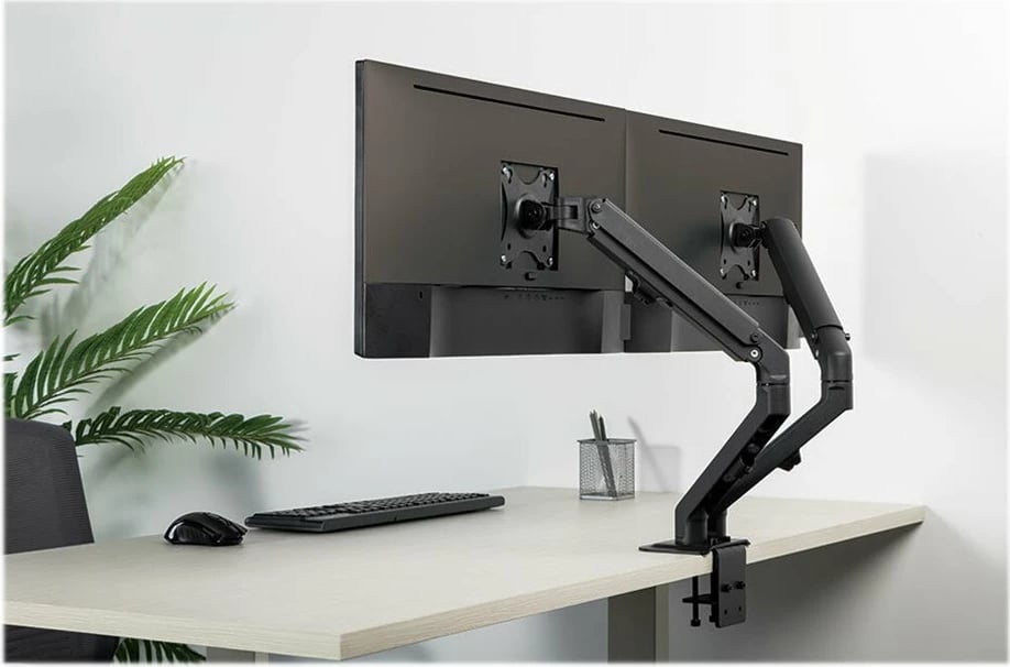 Mbajtës tavoline për dy monitorë Neomounts FPMA-D650DBLACK, 17-27", i zi