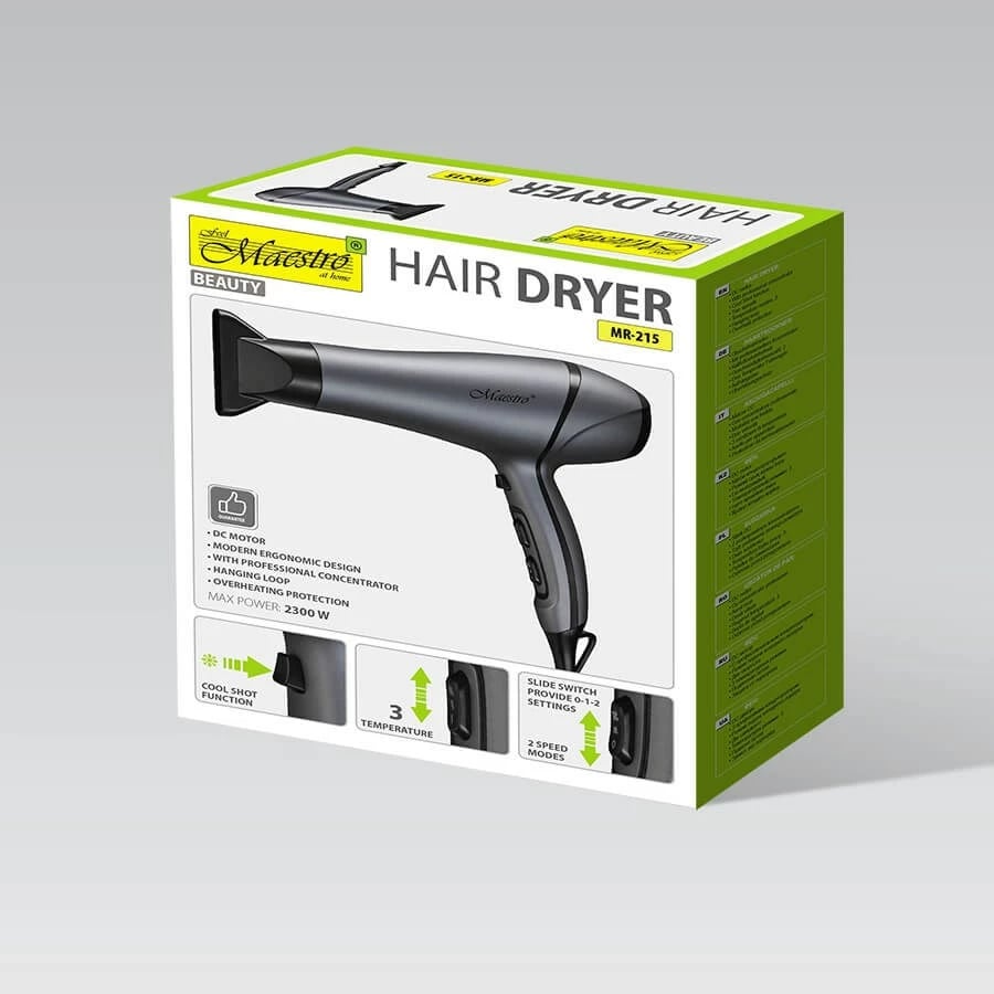 Tharëse flokësh Maestro MR-215, 2300W, E zezë