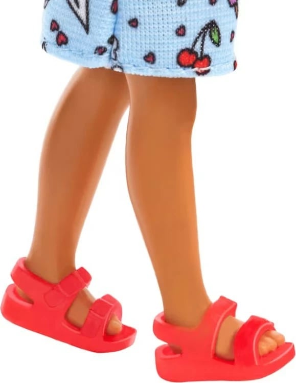 Kukull Barbie Chelsea Mattel DWJ33/HXM97, 15 cm, fustan kaltër, flokë kafe