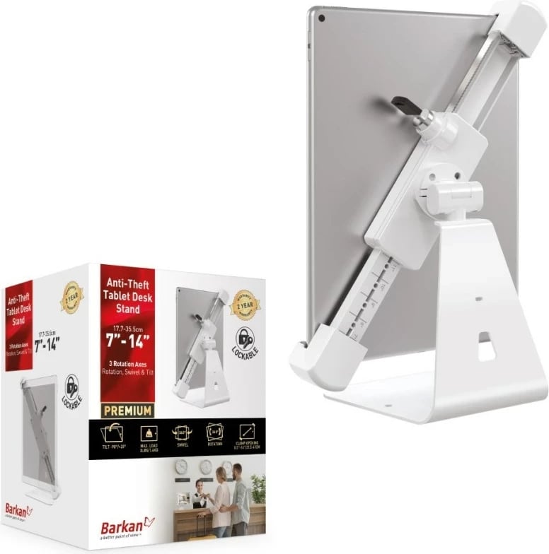Mbajtës sigurie për tabletë Barkan T71HL, universal, 14", i bardhë