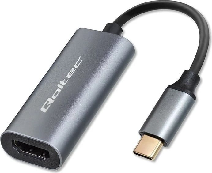 Adapter USB-C në HDMI Qoltec 50331, 4K 60Hz, alumini, zi/grafit
