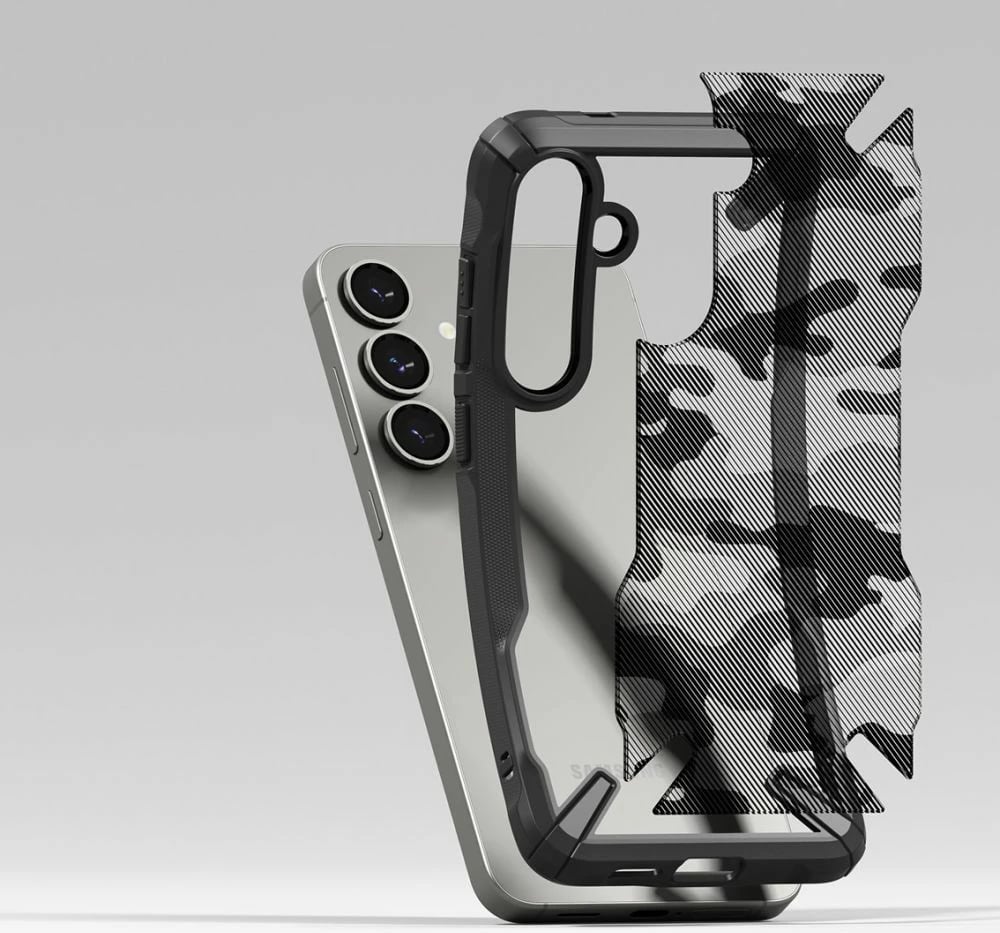 Mbështjellës Ringke Fusion X për Samsung Galaxy S25+, Black Camo