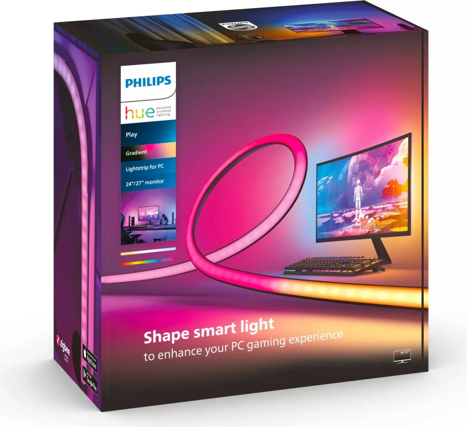 Dritë LED Philips Play Gradient për PC, Smart, Bluetooth, e bardhë, silikoni