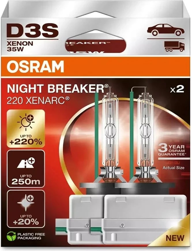 Set llamba D3S OSRAM NIGHT BREAKER 220 XENARC, 42V, 35W, 4500K, 2 copë, bardhë