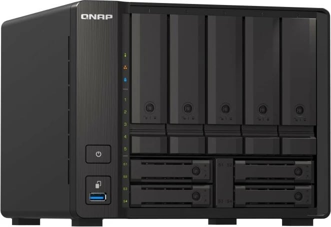 NAS server QNAP TS-h973AX-32G, AMD Ryzen V1500B, 32GB RAM, 9 vende për disqe, e zezë