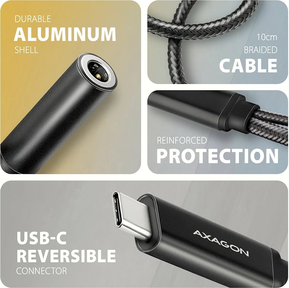 Kartë zanore e jashtme AXAGON ADA-HCPD, USB-C, DAC 32bit, 384kHz, PD 60W, e zezë