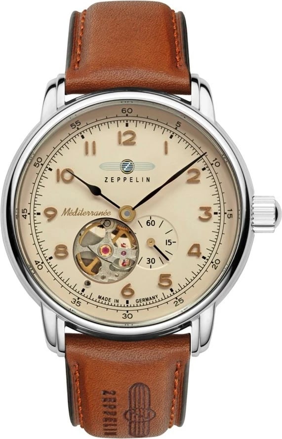 Orë automatike Zeppelin Mediterranee 9666-5, Lëkurë Kafe