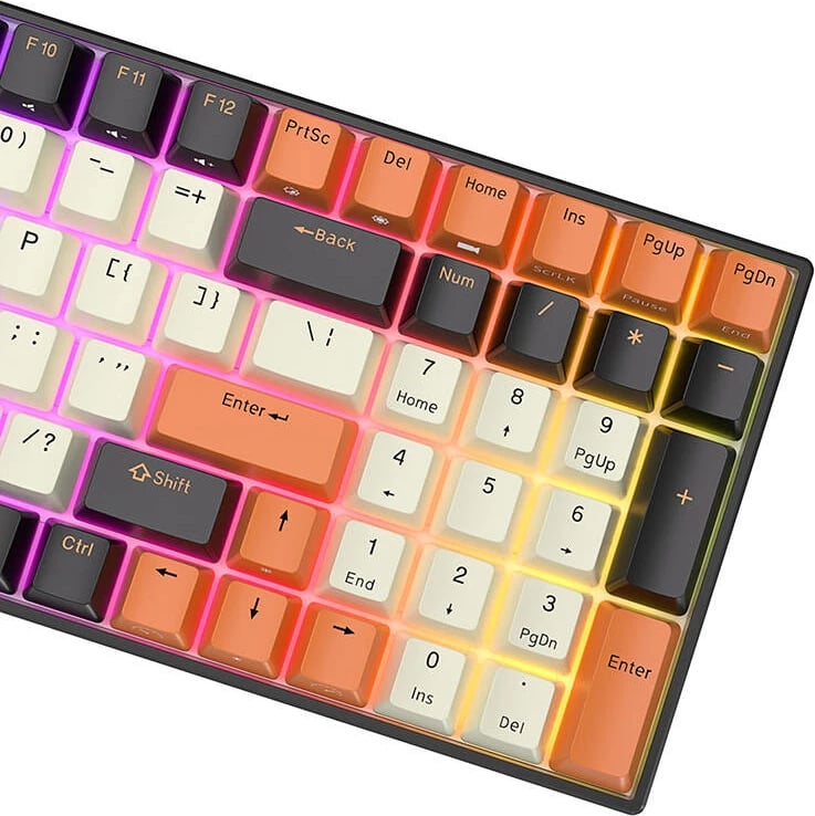 Tastierë mekanike Royal Kludge RK100, RGB, brown switch, e zezë-portokalli