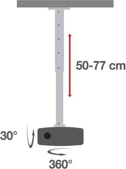 Krah projektori tavani Techly 022267, 50-77cm, 15kg, i bardhë