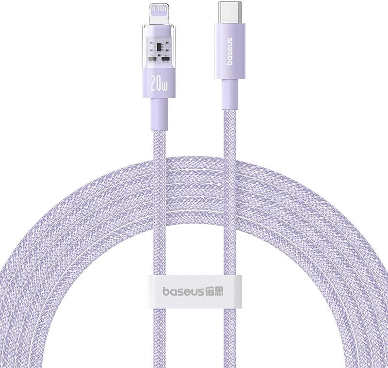 Kabllo Baseus Gem USB-C në iP, 2 m, 20 W, Vjollcë