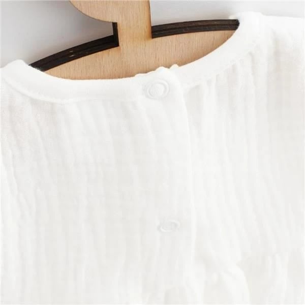 fustan muslin, New Baby, Elizabeth, pambuk 100%, pa mëngë, për vajza, madhësi 80 (9-12m), e bardhë