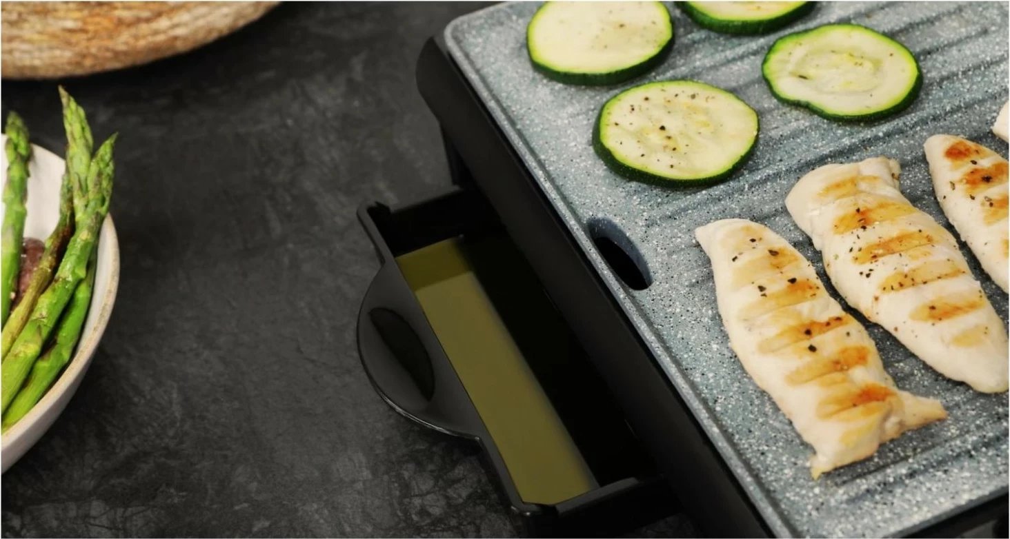 Grill kontakti Cecotec Rock'nGrill 1500 Rapid, 1500W, pllakë me shtresë guri, argjendtë