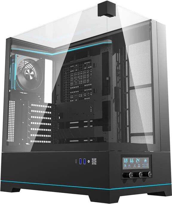 Kasë Darkflash DY450 PRO, Big Tower, ARGB, xham i temperuar, e zezë