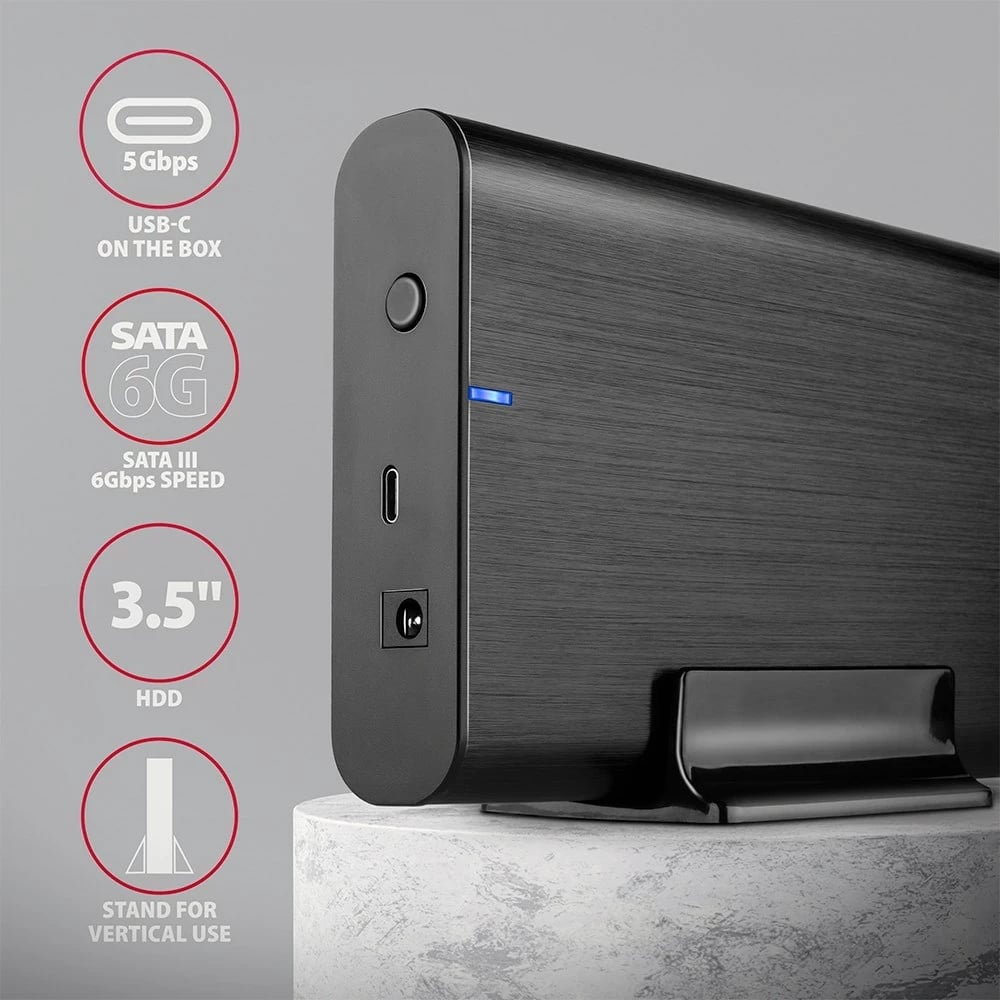 Kasë AXAGON EE35-A6C për disk, 3.5", USB Type-C, E zezë