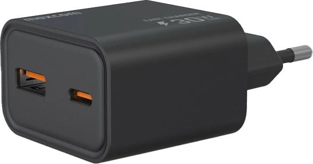 Karikues rrjeti Maxcom LAD 30W USB A+C, i zi