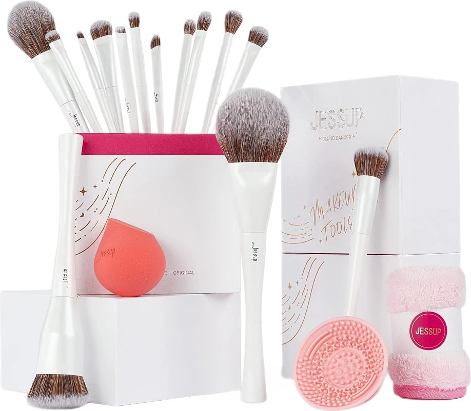 Set furçash për grim JESSUP Cloud Dancer Makeup Brushes Collection për femra, 17 copë